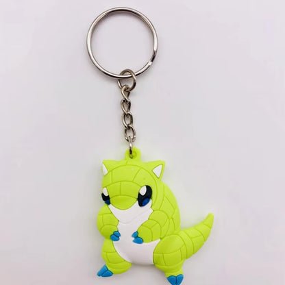 PVC Anime Pokemon Keychain Cartoon Double Side Pocket Monsters Key Ring Pikachu Figure Key Chain Cute Trinket Key Holder Gift