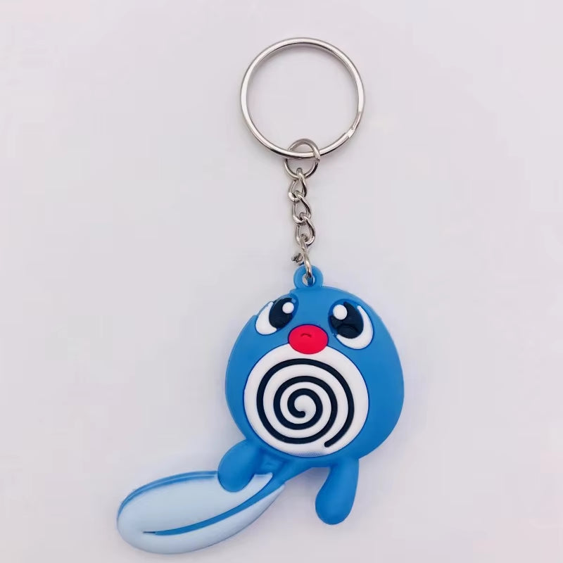 PVC Anime Pokemon Keychain Cartoon Double Side Pocket Monsters Key Ring Pikachu Figure Key Chain Cute Trinket Key Holder Gift