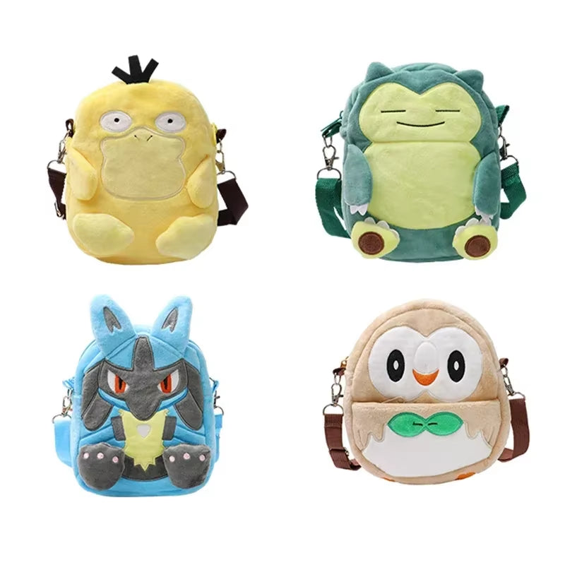 Gengar Mimikyu Snorlax Rowlet Lucario Charmander Plush Backpack Pokemon Anime Shoulder Bag Doll Toys