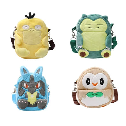 Gengar Mimikyu Snorlax Rowlet Lucario Charmander Plush Backpack Pokemon Anime Shoulder Bag Doll Toys