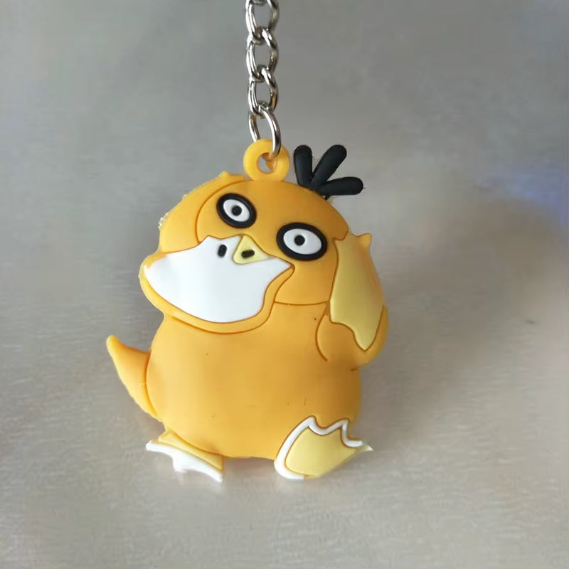 PVC Anime Pokemon Keychain Cartoon Double Side Pocket Monsters Key Ring Pikachu Figure Key Chain Cute Trinket Key Holder Gift