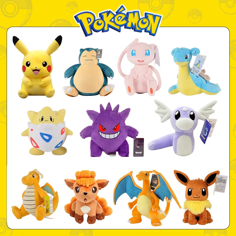 Pokemon Kawaii Pikachu Eevee Mew Charizard Stuffed Toys Cartoon&Cute Plush Doll Throw Pillow Christmas Halloween Day Gift