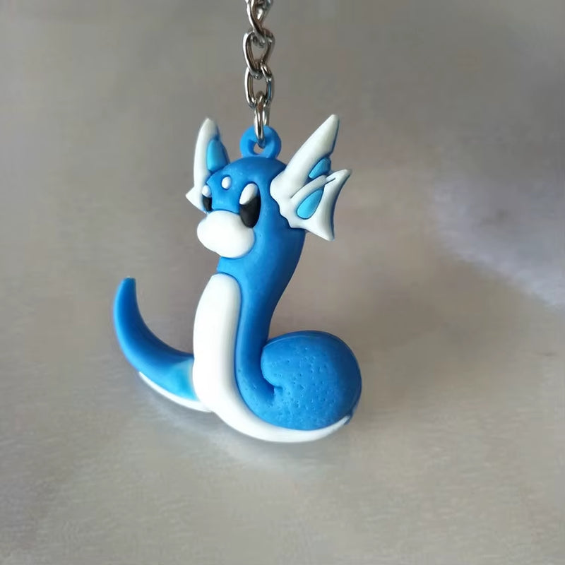 PVC Anime Pokemon Keychain Cartoon Double Side Pocket Monsters Key Ring Pikachu Figure Key Chain Cute Trinket Key Holder Gift