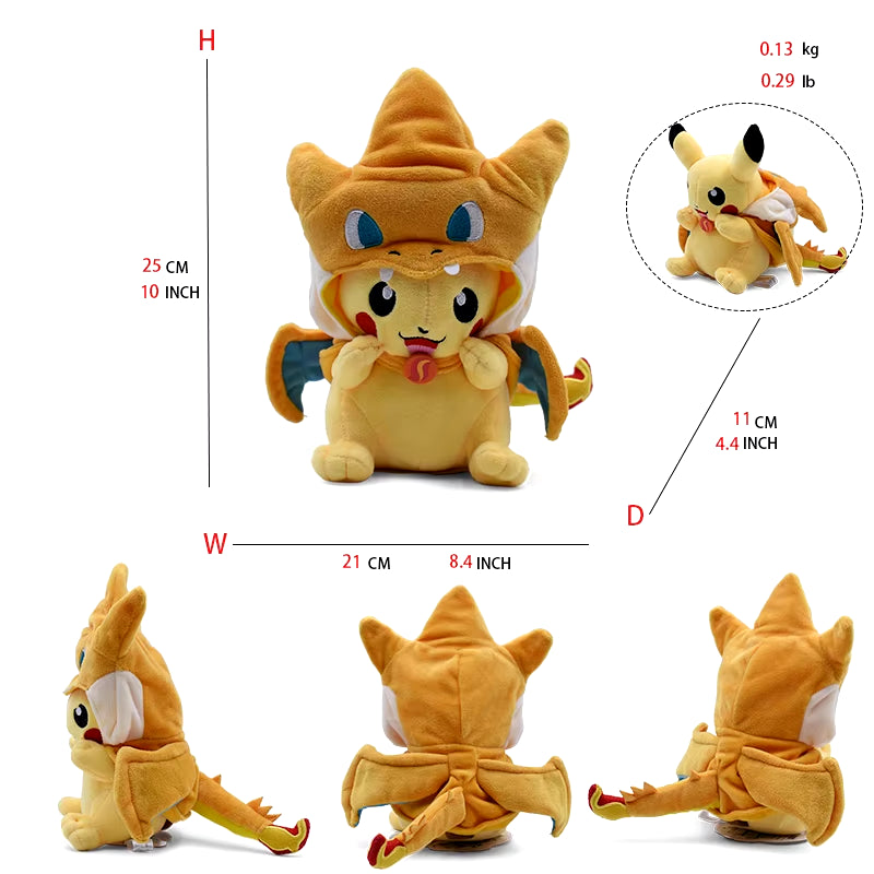 Cos Eevee Pikachu Cosplay Plush Toys Pikachu Peluche Lucario Stuffed Animal Doll Collectible Gift,Cartoon 20-30CM