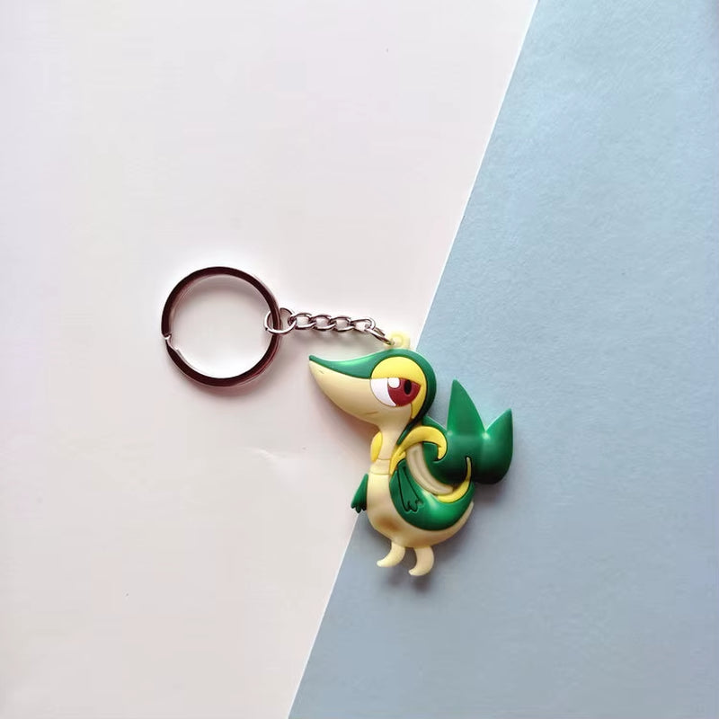 PVC Anime Pokemon Keychain Cartoon Double Side Pocket Monsters Key Ring Pikachu Figure Key Chain Cute Trinket Key Holder Gift