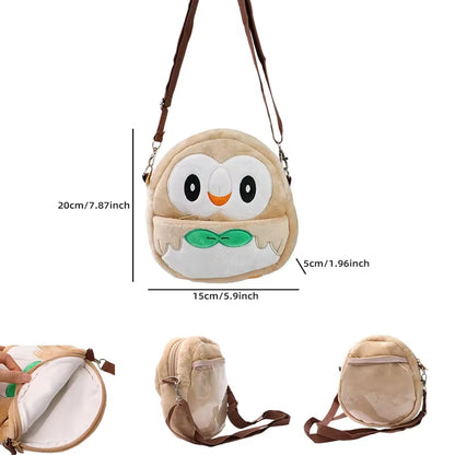 Gengar Mimikyu Snorlax Rowlet Lucario Charmander Plush Backpack Pokemon Anime Shoulder Bag Doll Toys