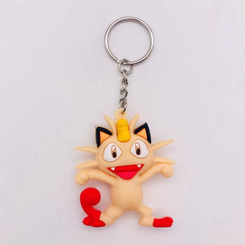 PVC Anime Pokemon Keychain Cartoon Double Side Pocket Monsters Key Ring Pikachu Figure Key Chain Cute Trinket Key Holder Gift