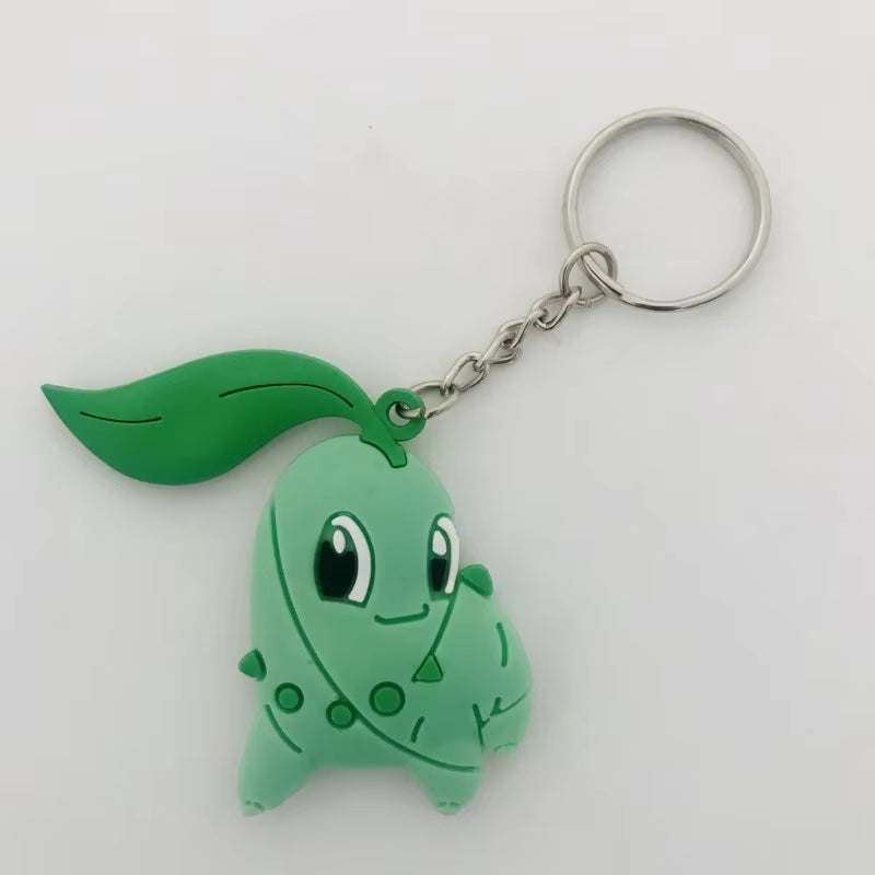 PVC Anime Pokemon Keychain Cartoon Double Side Pocket Monsters Key Ring Pikachu Figure Key Chain Cute Trinket Key Holder Gift