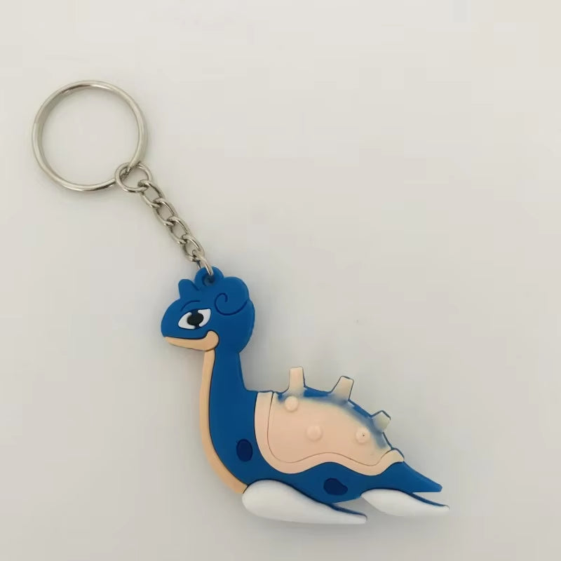 PVC Anime Pokemon Keychain Cartoon Double Side Pocket Monsters Key Ring Pikachu Figure Key Chain Cute Trinket Key Holder Gift