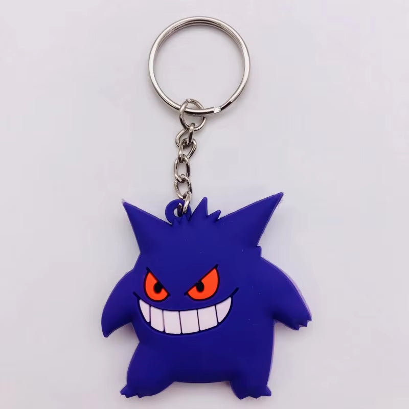 PVC Anime Pokemon Keychain Cartoon Double Side Pocket Monsters Key Ring Pikachu Figure Key Chain Cute Trinket Key Holder Gift
