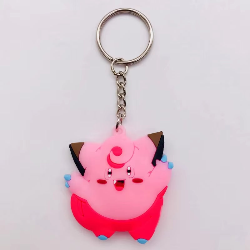 PVC Anime Pokemon Keychain Cartoon Double Side Pocket Monsters Key Ring Pikachu Figure Key Chain Cute Trinket Key Holder Gift