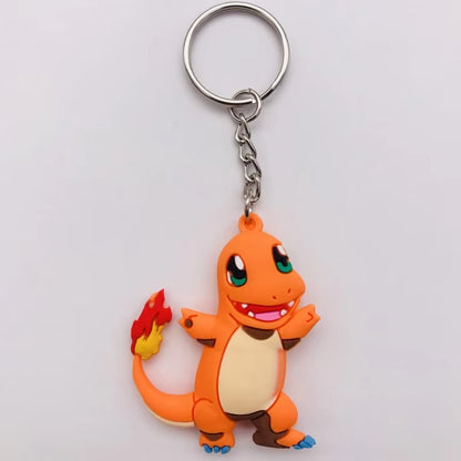 PVC Anime Pokemon Keychain Cartoon Double Side Pocket Monsters Key Ring Pikachu Figure Key Chain Cute Trinket Key Holder Gift