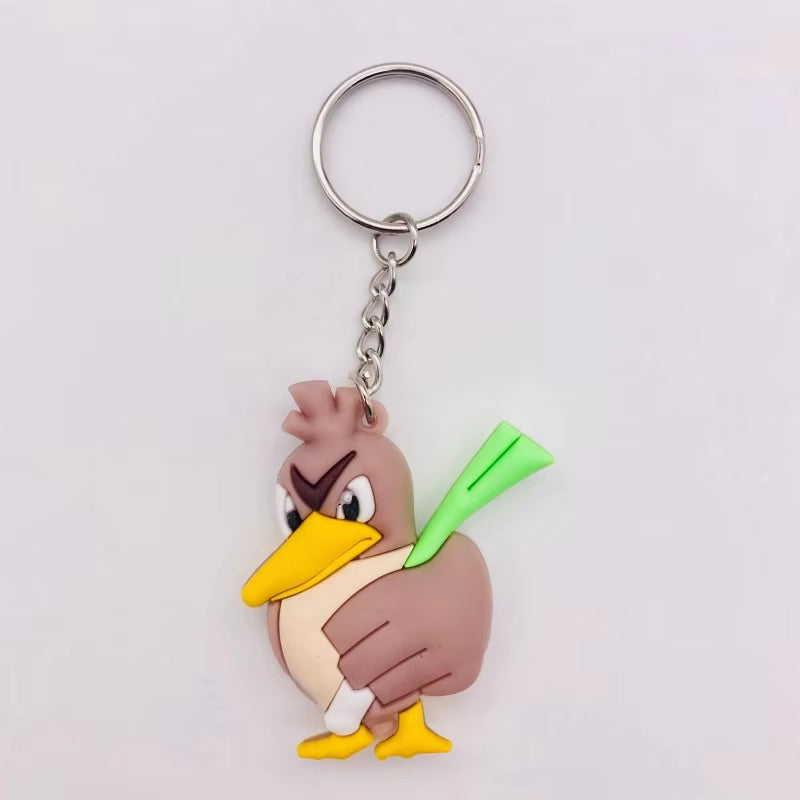 PVC Anime Pokemon Keychain Cartoon Double Side Pocket Monsters Key Ring Pikachu Figure Key Chain Cute Trinket Key Holder Gift