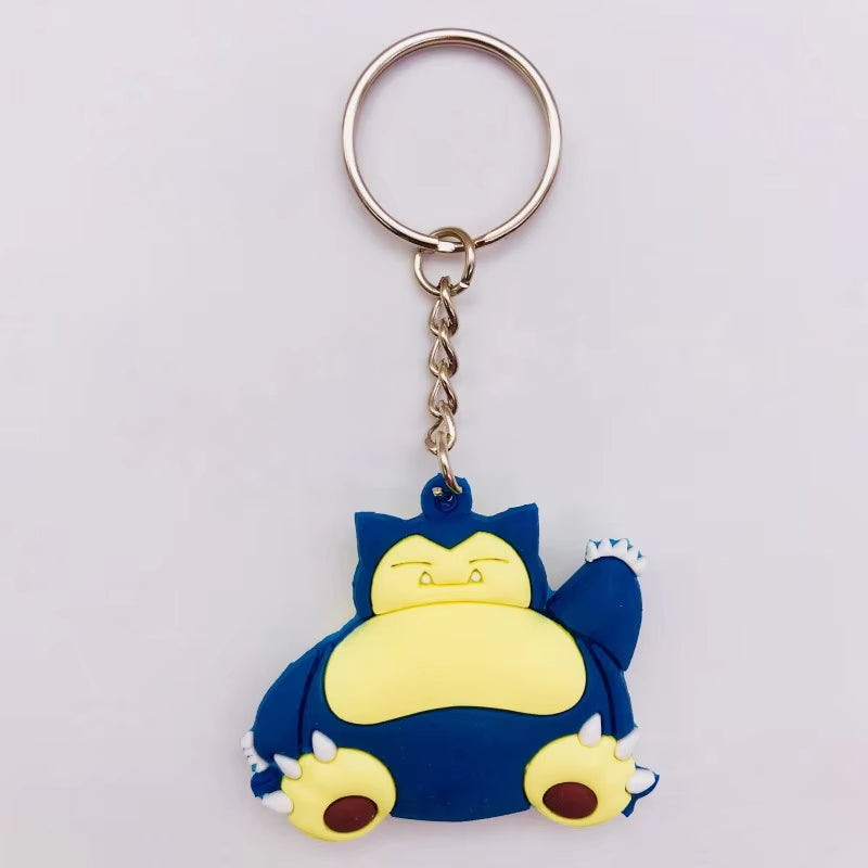 PVC Anime Pokemon Keychain Cartoon Double Side Pocket Monsters Key Ring Pikachu Figure Key Chain Cute Trinket Key Holder Gift