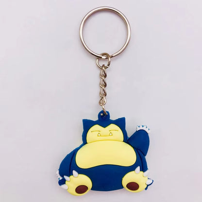 PVC Anime Pokemon Keychain Cartoon Double Side Pocket Monsters Key Ring Pikachu Figure Key Chain Cute Trinket Key Holder Gift