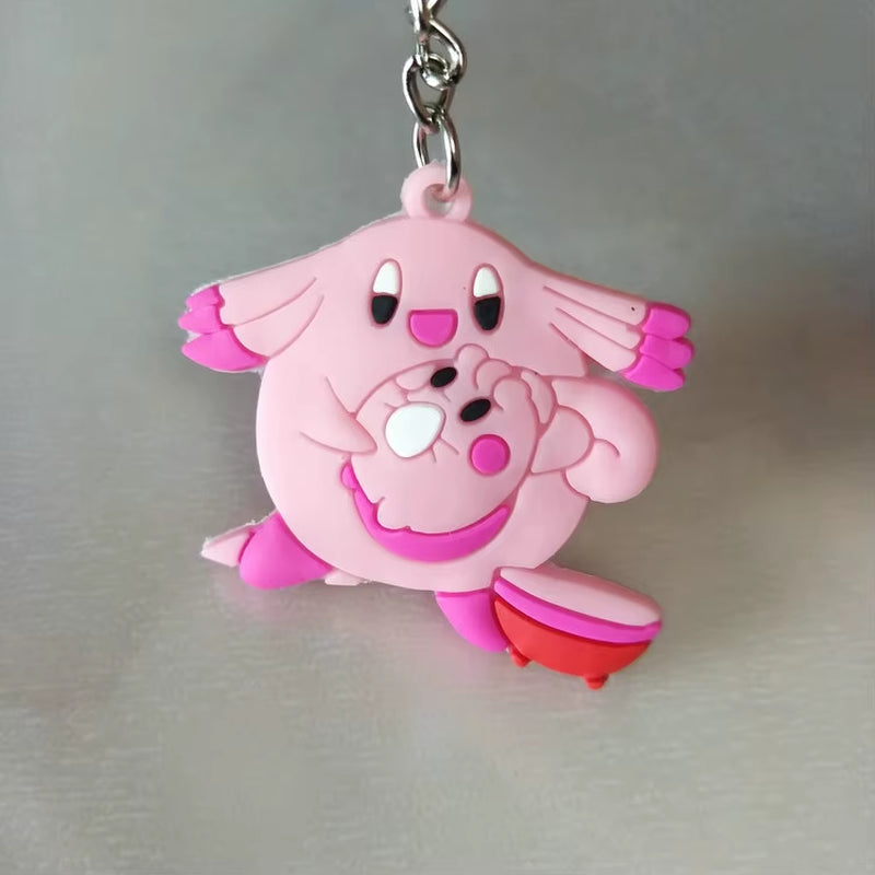 PVC Anime Pokemon Keychain Cartoon Double Side Pocket Monsters Key Ring Pikachu Figure Key Chain Cute Trinket Key Holder Gift