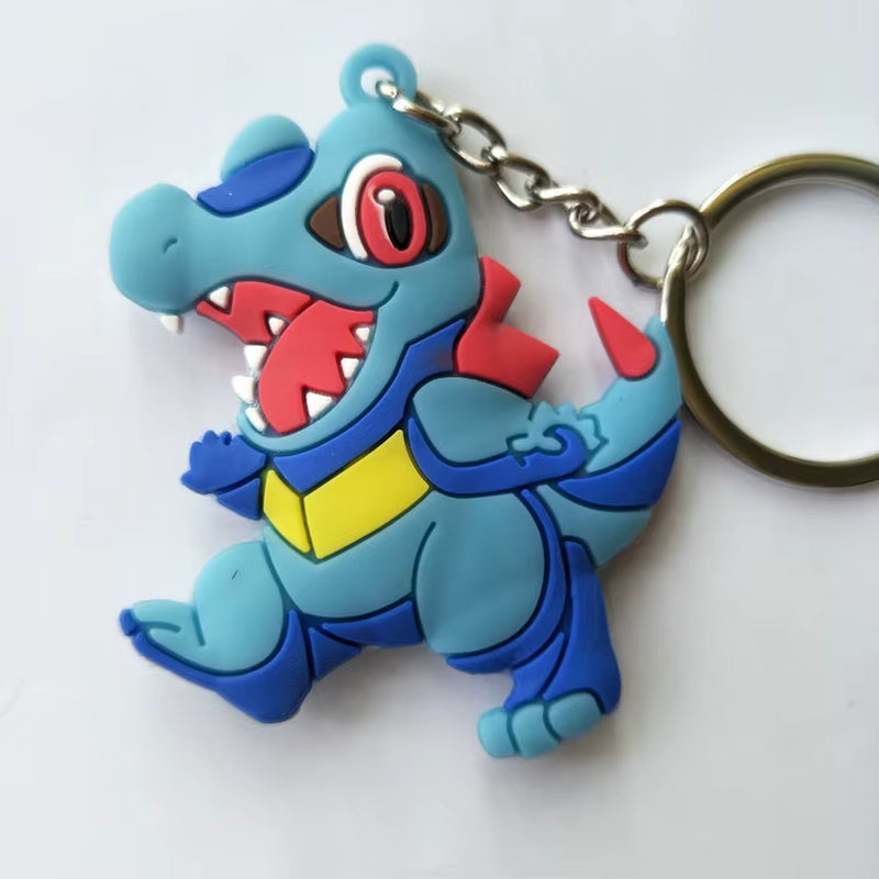 PVC Anime Pokemon Keychain Cartoon Double Side Pocket Monsters Key Ring Pikachu Figure Key Chain Cute Trinket Key Holder Gift