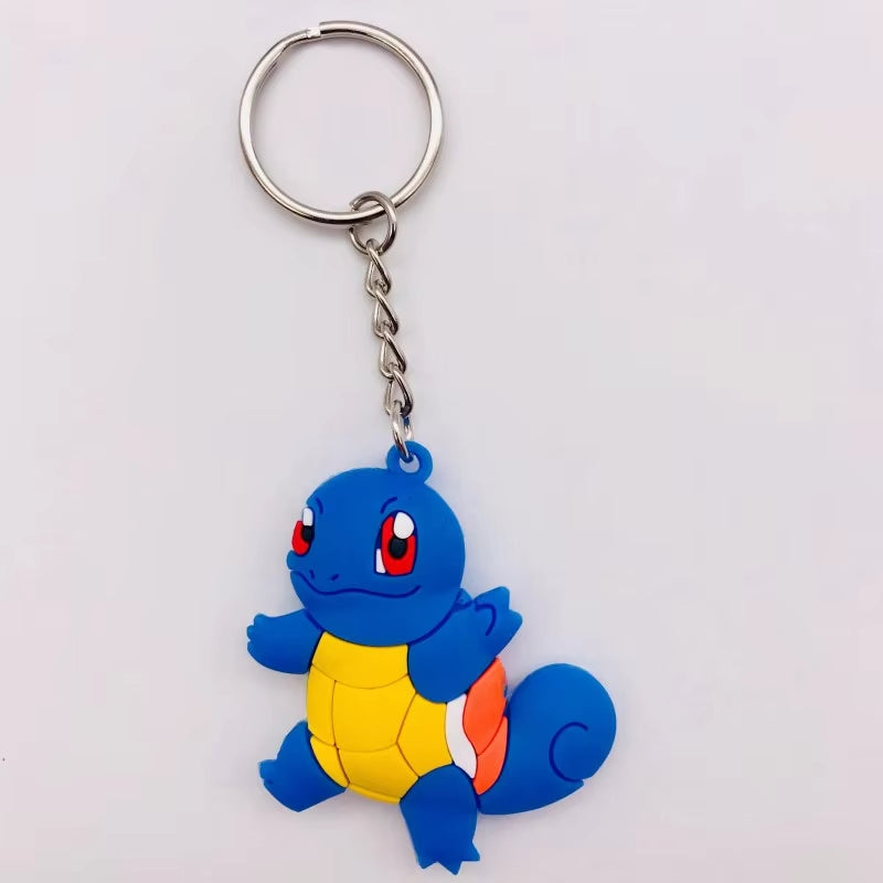 PVC Anime Pokemon Keychain Cartoon Double Side Pocket Monsters Key Ring Pikachu Figure Key Chain Cute Trinket Key Holder Gift