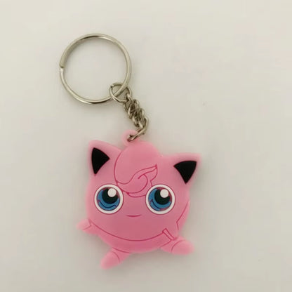 PVC Anime Pokemon Keychain Cartoon Double Side Pocket Monsters Key Ring Pikachu Figure Key Chain Cute Trinket Key Holder Gift
