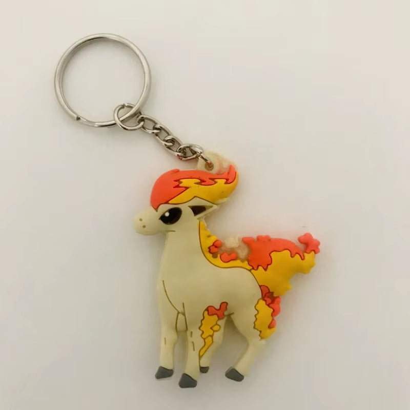 PVC Anime Pokemon Keychain Cartoon Double Side Pocket Monsters Key Ring Pikachu Figure Key Chain Cute Trinket Key Holder Gift