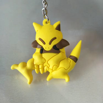 PVC Anime Pokemon Keychain Cartoon Double Side Pocket Monsters Key Ring Pikachu Figure Key Chain Cute Trinket Key Holder Gift