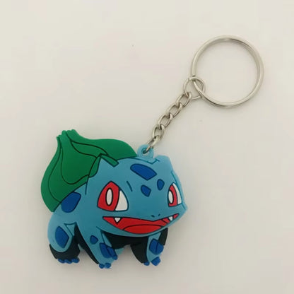 PVC Anime Pokemon Keychain Cartoon Double Side Pocket Monsters Key Ring Pikachu Figure Key Chain Cute Trinket Key Holder Gift