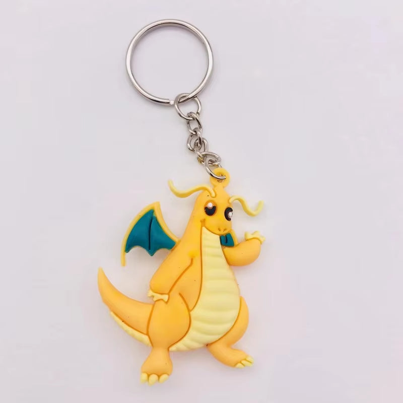 PVC Anime Pokemon Keychain Cartoon Double Side Pocket Monsters Key Ring Pikachu Figure Key Chain Cute Trinket Key Holder Gift