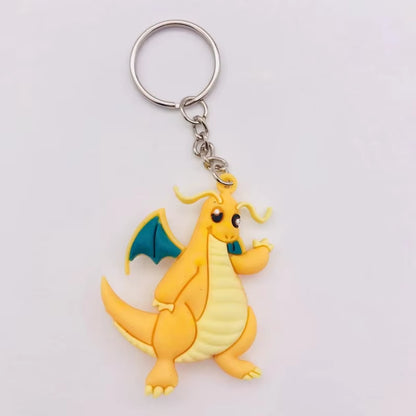 PVC Anime Pokemon Keychain Cartoon Double Side Pocket Monsters Key Ring Pikachu Figure Key Chain Cute Trinket Key Holder Gift