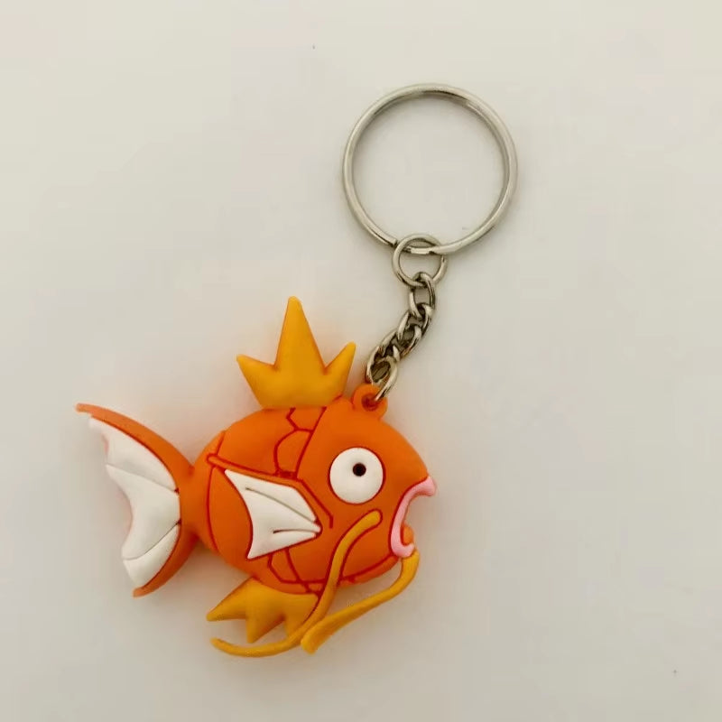 PVC Anime Pokemon Keychain Cartoon Double Side Pocket Monsters Key Ring Pikachu Figure Key Chain Cute Trinket Key Holder Gift